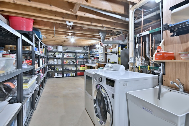 2020 Medinah Cir, Elgin, IL 60123 - unfinished below grade area with washer and dryer and a sink