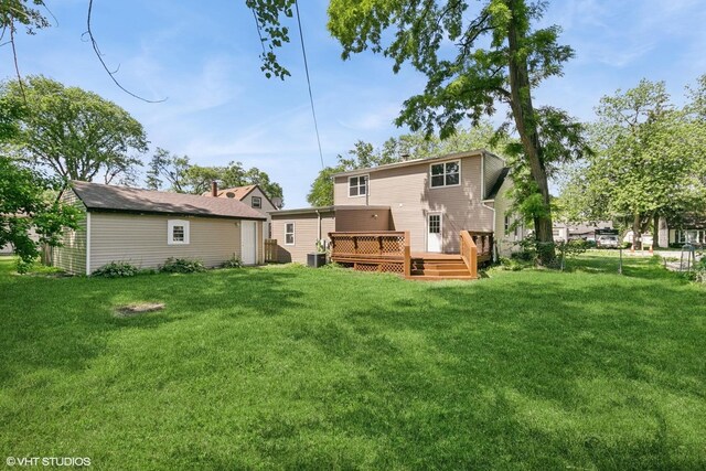 14449 Kenton Ave, Midlothian, IL 60445 - back of house with a wooden deck and an outbuilding