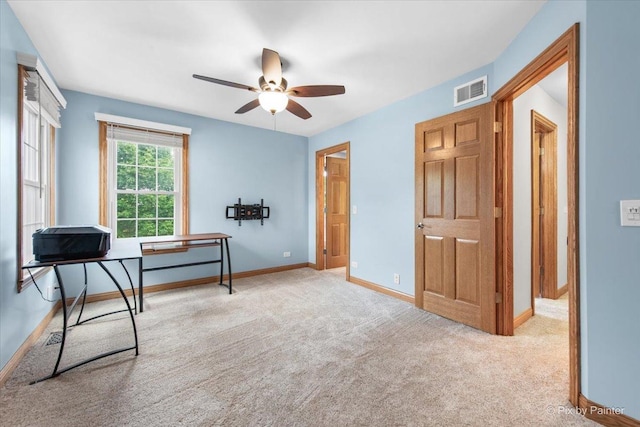 906 Ridgewood Dr, Cary, IL 60013 - carpeted office space featuring ceiling fan and baseboards