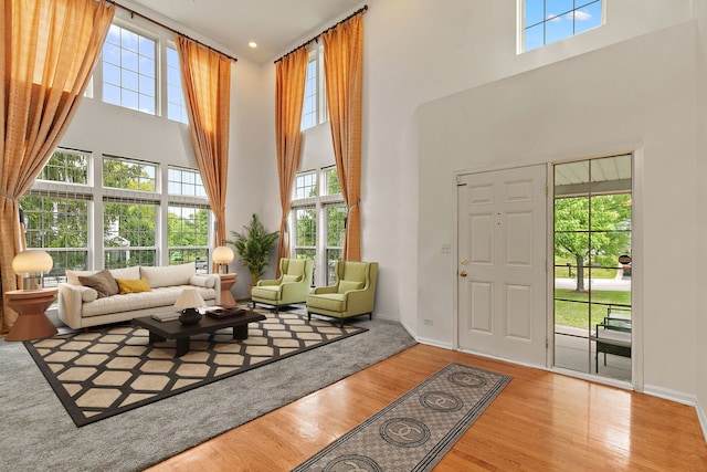 1285 Mallard Ln, Hoffman Estates, IL 60192 - living room with a high ceiling, wood finished floors, and healthy amount of natural light