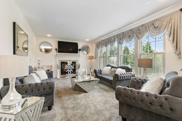 1285 Mallard Ln, Hoffman Estates, IL 60192 - living room featuring a glass covered fireplace and carpet