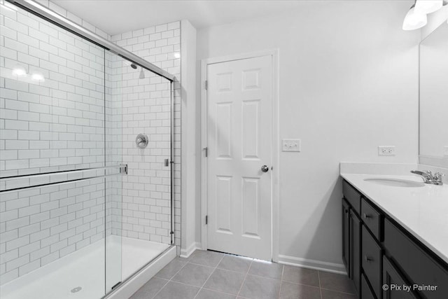 23540 W Bancroft Dr Unit 0, Plainfield, IL 60585 - bathroom with vanity, tile patterned floors, and a stall shower