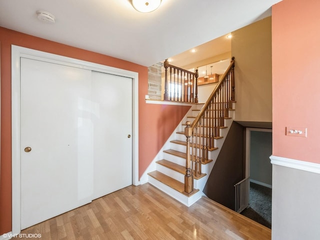 235 S Cedar St, Palatine, IL 60067 - stairs with wood finished floors and recessed lighting