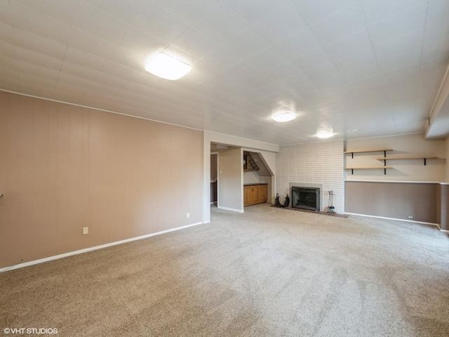 235 S Cedar St, Palatine, IL 60067 - unfurnished living room with carpet floors and a fireplace