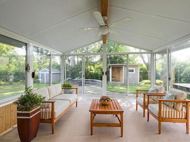 235 S Cedar St, Palatine, IL 60067 - sunroom with an outdoor living space and ceiling fan