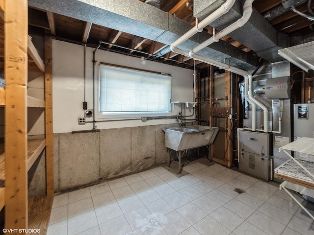235 S Cedar St, Palatine, IL 60067 - basement with tile patterned flooring and heating unit