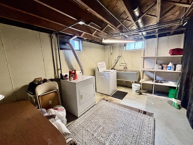 505 Highland St, Belvidere, IL 61008 - basement featuring a sink and washer and dryer
