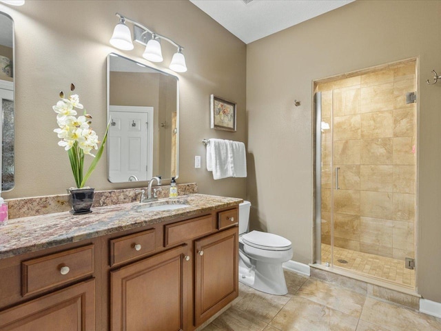 7681 Highlands Dr, Rockford, IL 61102 - bathroom with a shower stall, vanity, and tile patterned floors