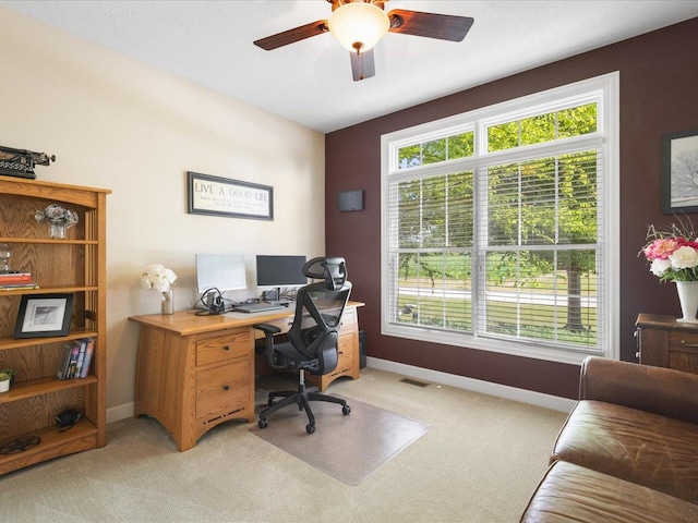 7681 Highlands Dr, Rockford, IL 61102 - office featuring light colored carpet and a ceiling fan