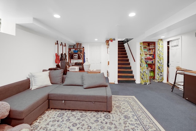 9146 S Hamilton Ave, Chicago, IL 60643 - living area with recessed lighting, stairway, and carpet flooring