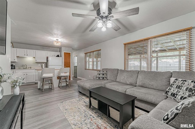 145 White Ave, Lincoln, IL 62656 - living area featuring ceiling fan and light wood finished floors