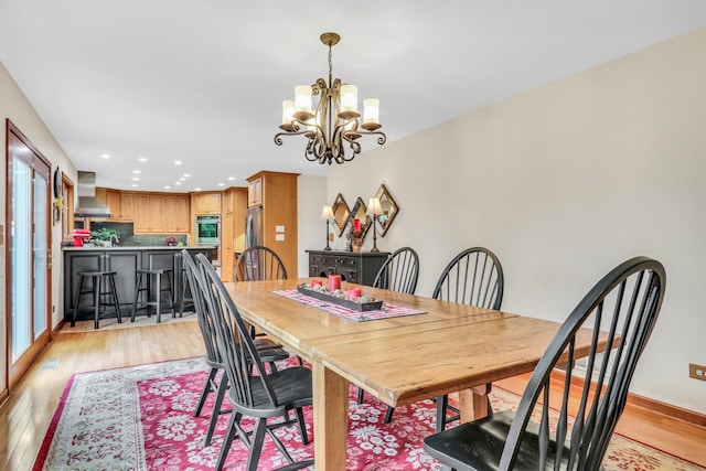 330 Dorchester Ln, Grayslake, IL 60030 - dining space with light wood-type flooring, a chandelier, and recessed lighting