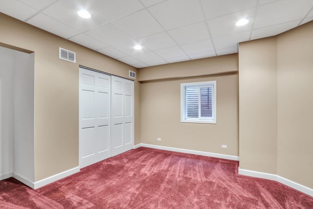 330 Dorchester Ln, Grayslake, IL 60030 - unfurnished bedroom featuring carpet, a paneled ceiling, recessed lighting, and a closet