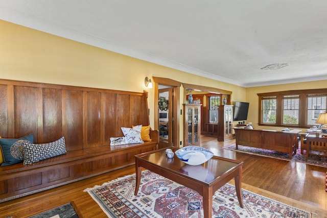 321 W Chebanse Ave, Chebanse, IL 60922 - living room with wood finished floors and crown molding