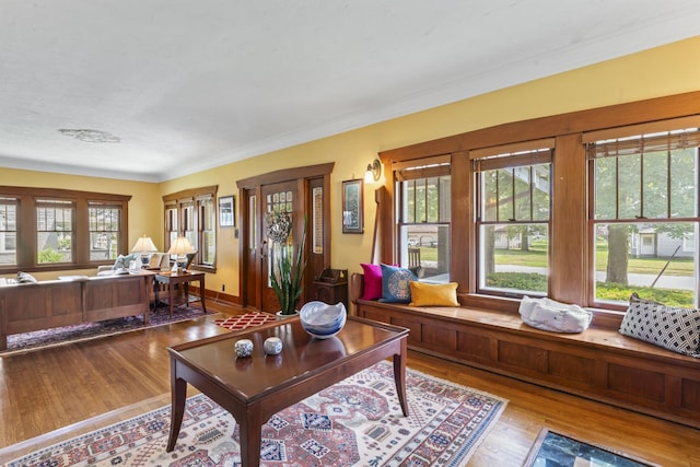 321 W Chebanse Ave, Chebanse, IL 60922 - living area featuring wood finished floors and crown molding