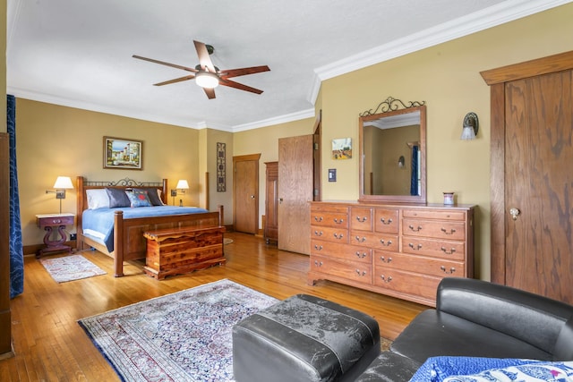 321 W Chebanse Ave, Chebanse, IL 60922 - bedroom with ornamental molding, hardwood / wood-style flooring, and ceiling fan