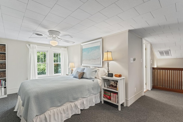 321 W Chebanse Ave, Chebanse, IL 60922 - bedroom with dark carpet and a ceiling fan