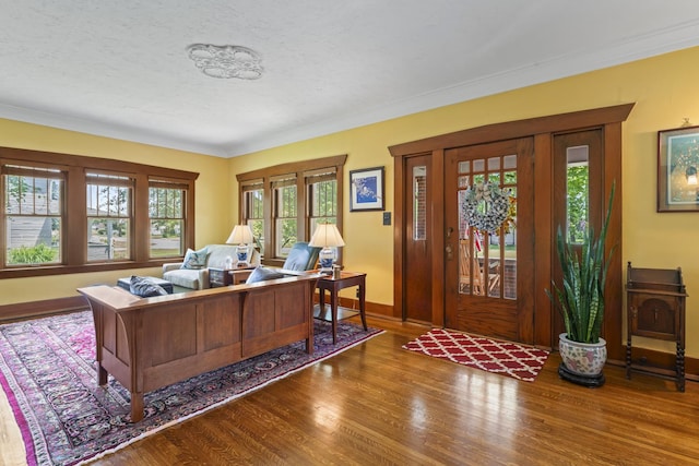 321 W Chebanse Ave, Chebanse, IL 60922 - office featuring wood finished floors, healthy amount of natural light, ornamental molding, and a textured ceiling