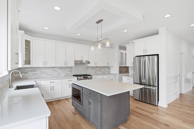 16540 Pear Ave, Orland Park, IL 60467 - kitchen featuring appliances with stainless steel finishes, white cabinets, light countertops, and recessed lighting