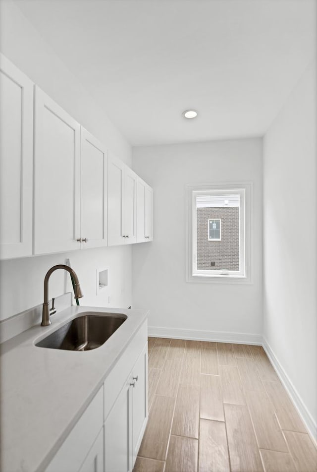 16540 Pear Ave, Orland Park, IL 60467 - laundry room featuring cabinet space, hookup for a washing machine, wood tiled floors, and recessed lighting