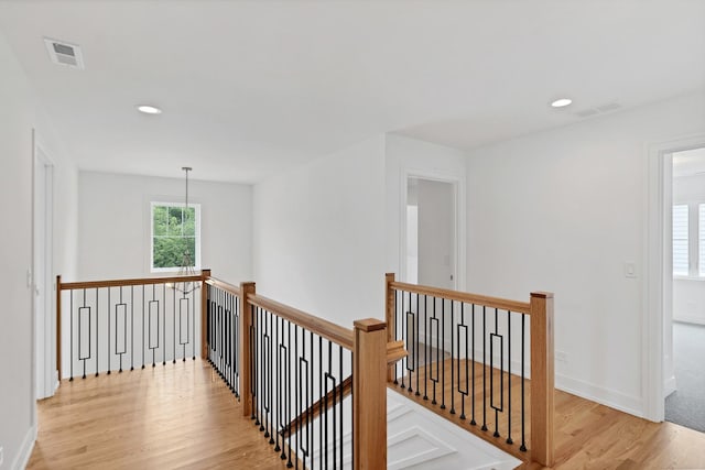 16540 Pear Ave, Orland Park, IL 60467 - hallway featuring an upstairs landing, light wood-style floors, and recessed lighting