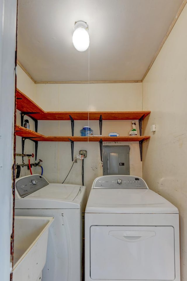 16218 Sussex Ct, Markham, IL 60428 - washroom with washing machine and clothes dryer and electric panel