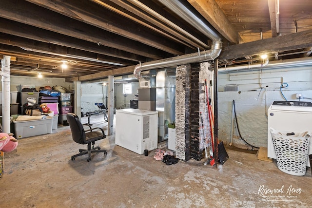 245 N 6th Ave, Kankakee, IL 60901 - unfinished below grade area with washer / dryer and fridge