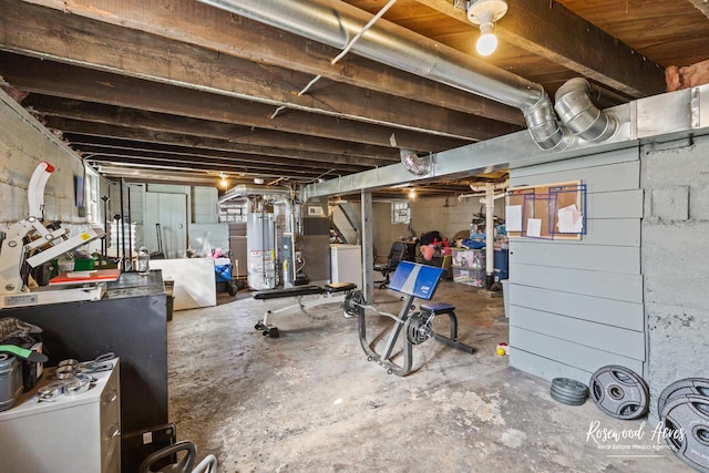 245 N 6th Ave, Kankakee, IL 60901 - unfinished basement with water heater, washer / clothes dryer, and heating unit