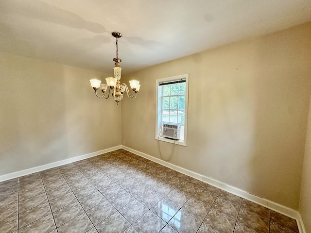 39 Leonard St, Elgin, IL 60123 - empty room featuring cooling unit, a chandelier, and tile patterned flooring