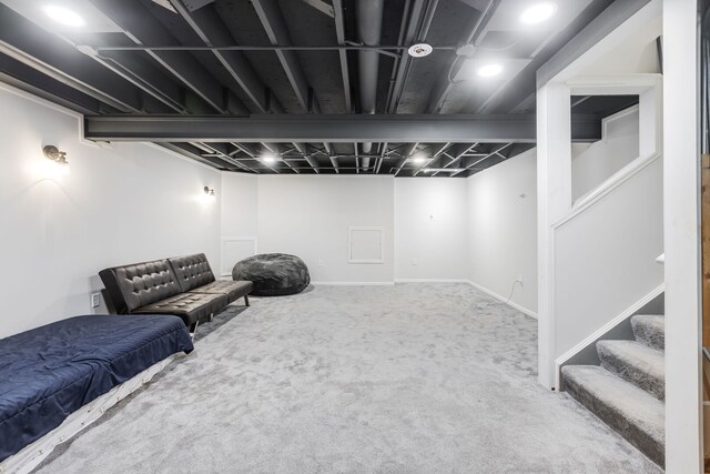 1356 Geneva Ln, Cary, IL 60013 - finished basement with carpet flooring and stairs