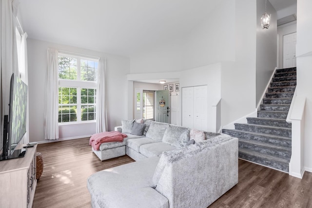 1356 Geneva Ln, Cary, IL 60013 - living room with stairway and dark wood-type flooring