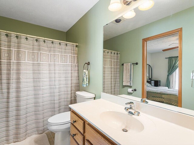 1375 Coven Cir, Davis, IL 61019 - full bath with connected bathroom, vanity, tile patterned floors, a textured ceiling, and a shower with shower curtain