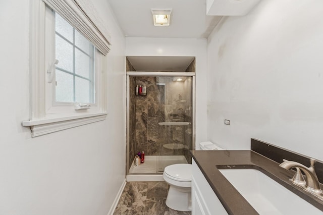 72 Atteridge Rd, Lake Forest, IL 60045 - full bathroom with marble finish floors, vanity, and a shower stall