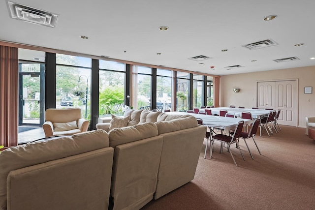 6411 Lincoln Ave Unit 412, Morton Grove, IL 60053 - living room featuring light colored carpet, recessed lighting, and floor to ceiling windows