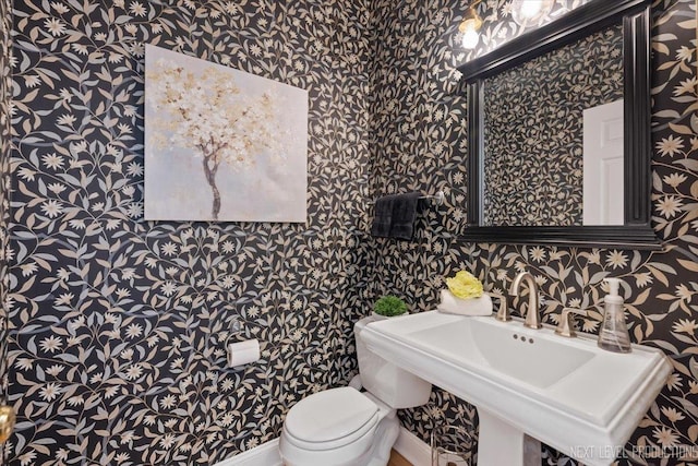 25660 N Countryside Dr, Lake Barrington, IL 60010 - half bathroom with wallpapered walls and toilet