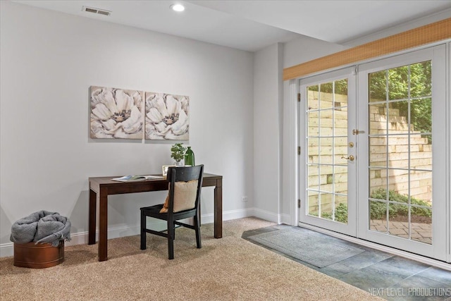 25660 N Countryside Dr, Lake Barrington, IL 60010 - carpeted office space with french doors and recessed lighting