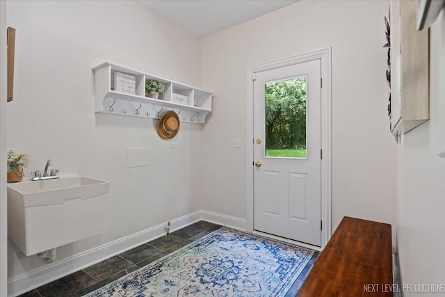 25660 N Countryside Dr, Lake Barrington, IL 60010 - entryway with baseboards and a sink