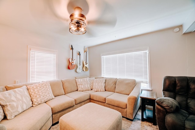 240 E 3rd Ave, Clifton, IL 60927 - living room with healthy amount of natural light and a ceiling fan