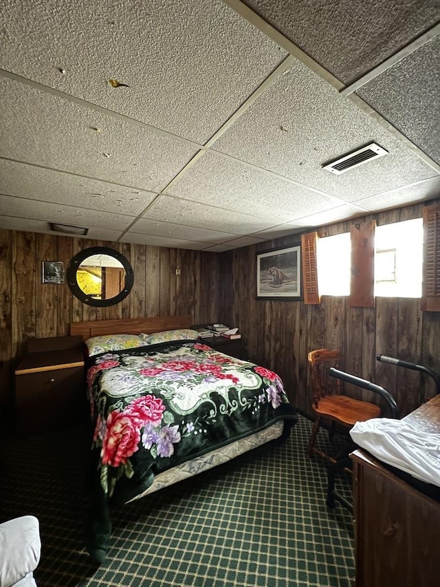 3506 N Rutherford Ave, Chicago, IL 60634 - bedroom featuring wooden walls and carpet floors