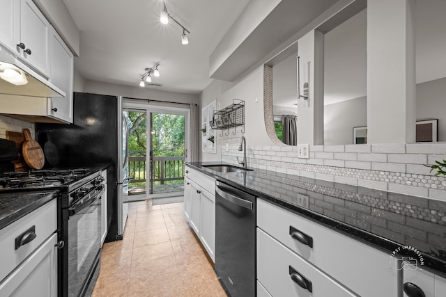 29W440 Emerald Green Dr Unit 25-F, Warrenville, IL 60555 - kitchen with black gas range oven, stainless steel dishwasher, backsplash, and dark stone counters