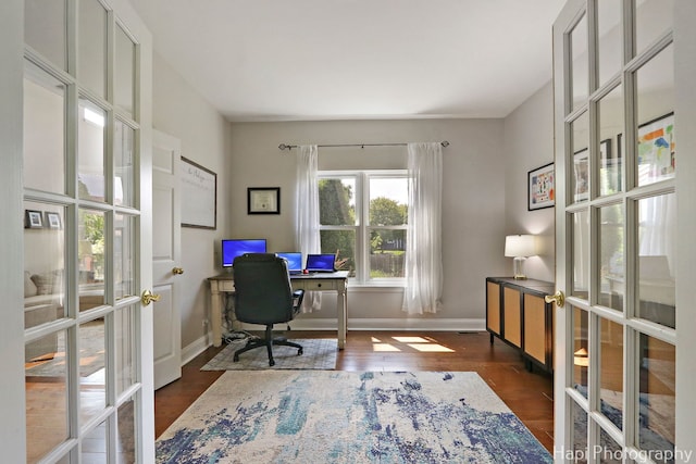 232 Bobolink Dr, Grayslake, IL 60030 - office with french doors and dark wood-type flooring