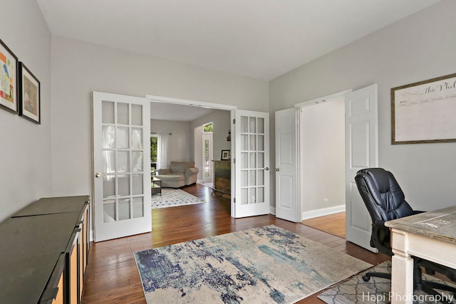 232 Bobolink Dr, Grayslake, IL 60030 - home office with french doors and wood-type flooring