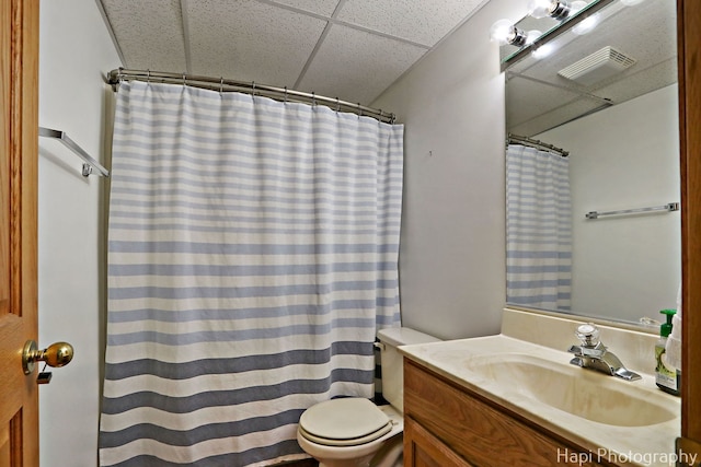 232 Bobolink Dr, Grayslake, IL 60030 - bathroom featuring a drop ceiling, vanity, and a shower with curtain