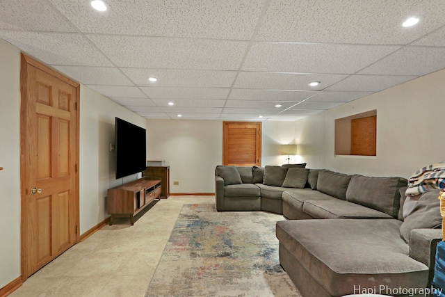 232 Bobolink Dr, Grayslake, IL 60030 - living room featuring a paneled ceiling and recessed lighting