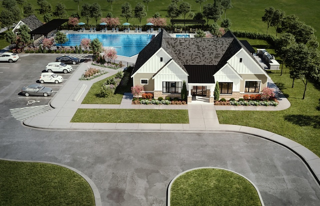 24503 W Kroll Dr, Plainfield, IL 60585 - view from above of property with a pool
