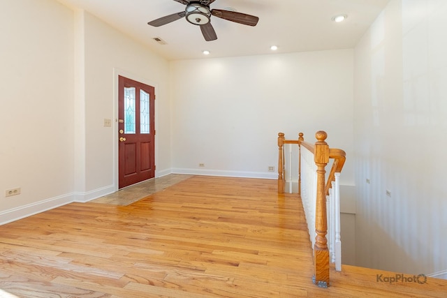2318 S Central Park Ave Unit 101, Chicago, IL 60623 - foyer entrance featuring light wood-type flooring, recessed lighting, and ceiling fan