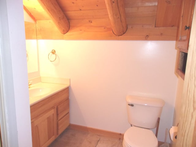 26901 W Burkhart Ln, Ingleside, IL 60041 - bathroom featuring vanity and a wooden ceiling with exposed beams