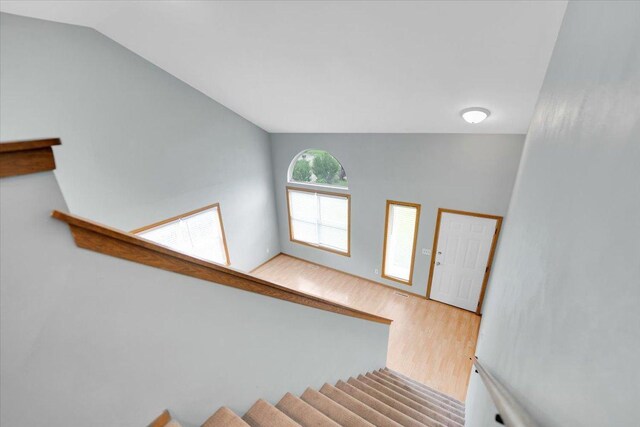 390 Madeline Trl, Rockford, IL 61107 - stairs with vaulted ceiling and wood finished floors
