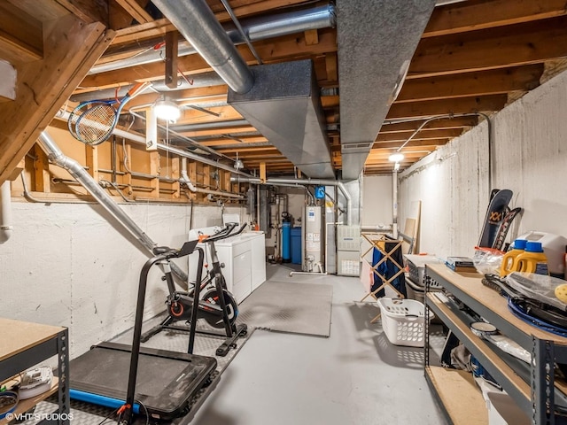 534 E Main St, Barrington, IL 60010 - unfinished basement with independent washer and dryer, gas water heater, and a water softener system