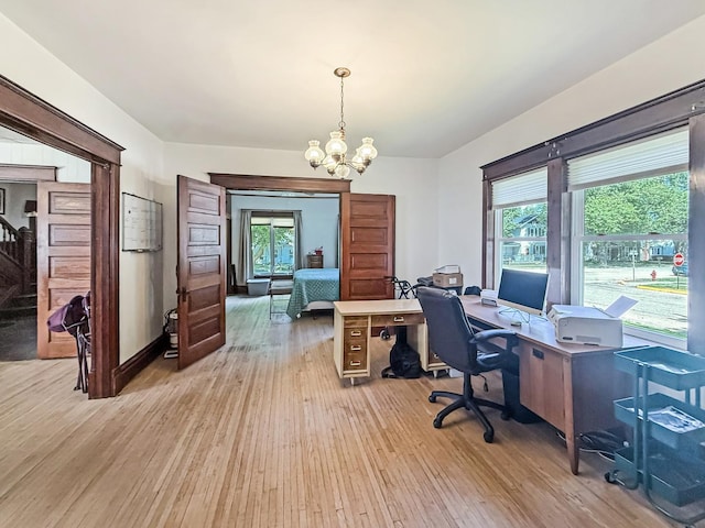 401 S Chestnut St, Shannon, IL 61078 - office with a chandelier and light wood-type flooring